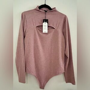 Express Body Contour Thong Bodysuit - Pink, Large